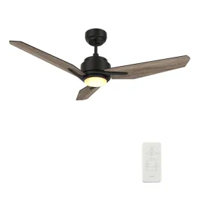 CALEN 48 inch 3-Blade Smart Ceiling Fan with LED Light Kit & Remote Control- Black/Wood Pattern