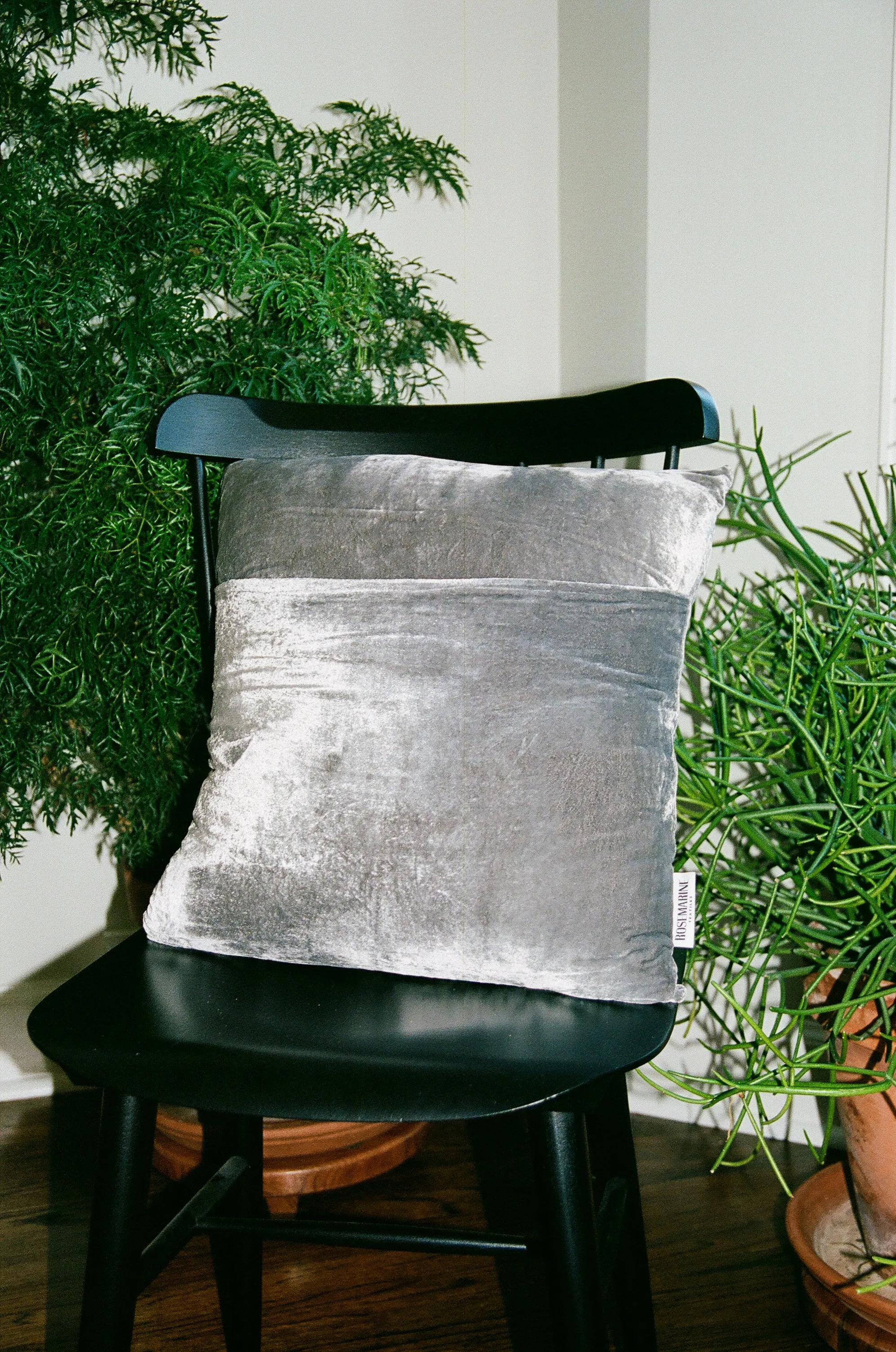 Charcoal Naturally Dyed Silk Velvet Pillow