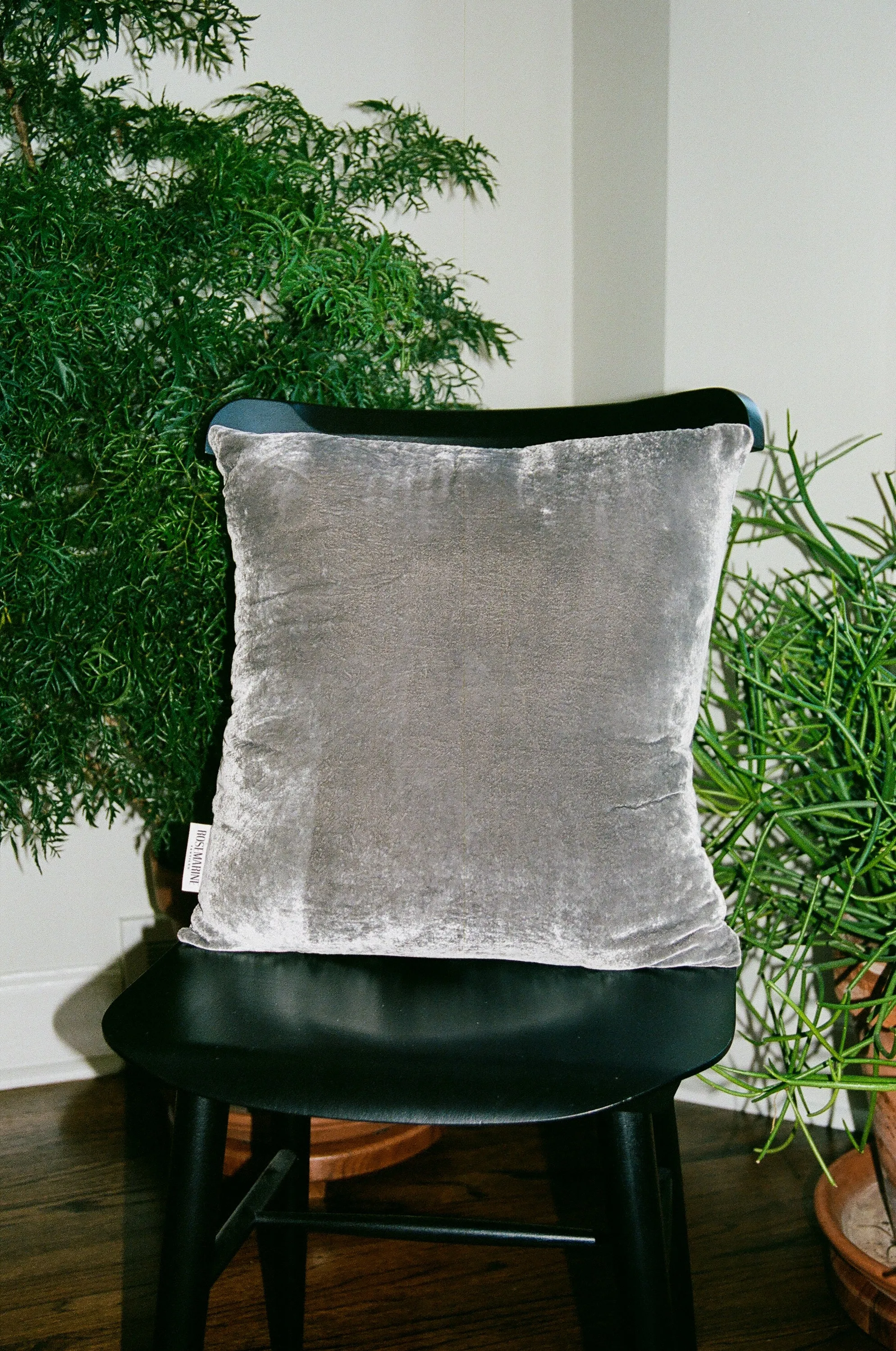 Charcoal Naturally Dyed Silk Velvet Pillow