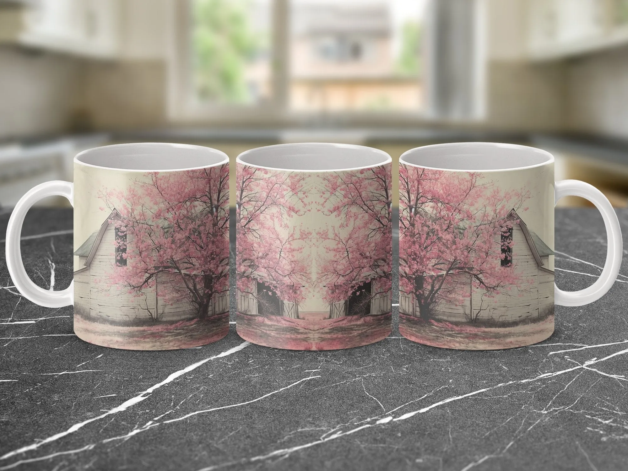 Cherry Blossom Tree Mug, Vintage Style Pink Floral Coffee Cup