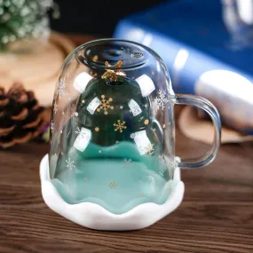 Christmas Tree Double-Wall Cup | Christmas Cup with Handle with Cover