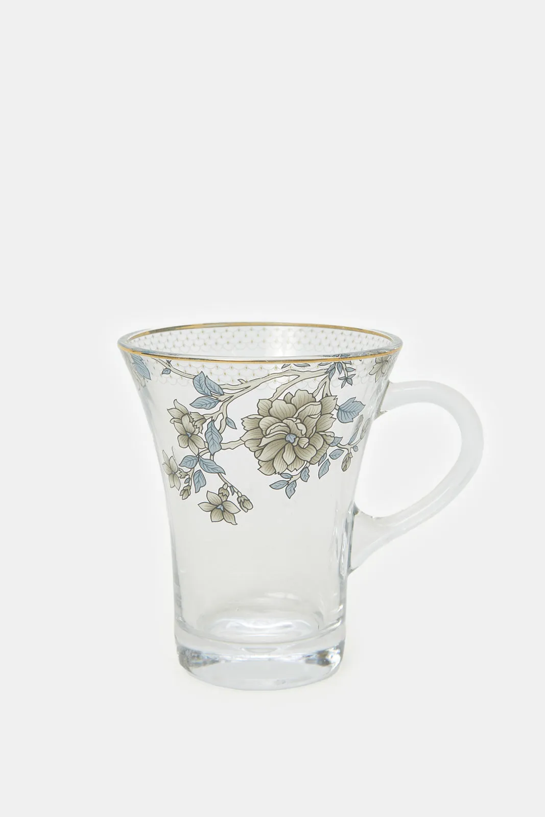 Clear Floral Glass Tea Cup And Saucer (2 Piece)