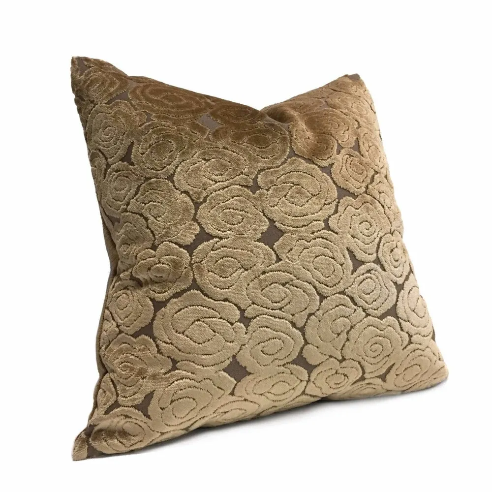 (CLEARANCE) Brentano Cloudscape Brown Cut Velvet Chinoiserie Cloud Motif Pillow Cover