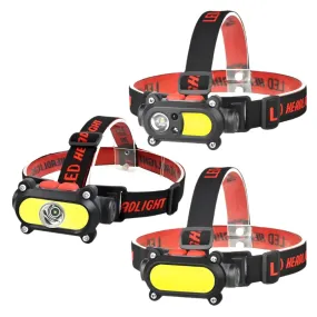 COB Induction Headlamp Multi Mode Dual Light Source lamp USB Charging Built In Battery Night Running Night Fishing torch