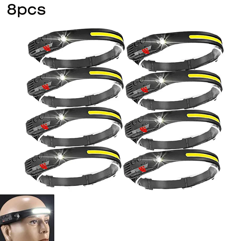 COB LED Induction Riding Headlamp 1200mAh USB Rechargeable Hunting Soft and not Strangling Flashlight Work Light 6 Modes Torch