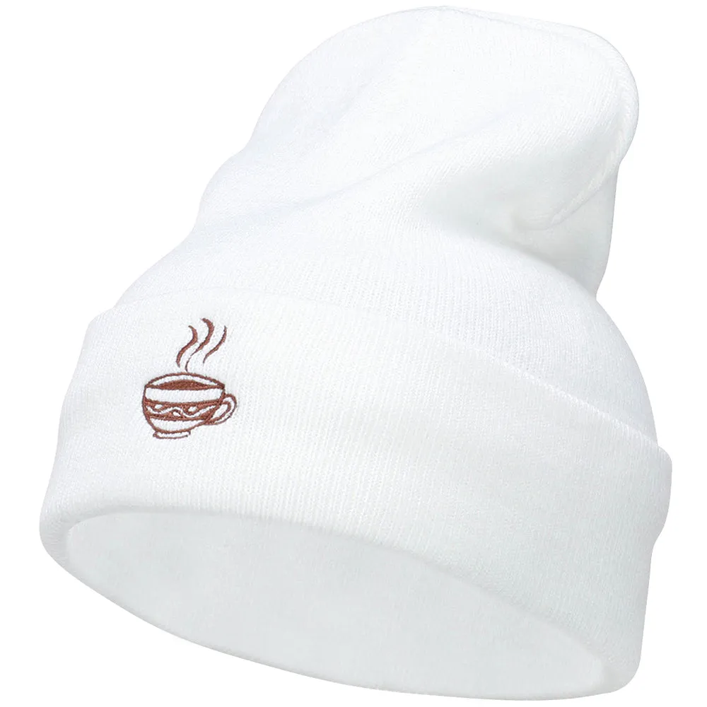 Coffee Cup Embroidered Long Beanie