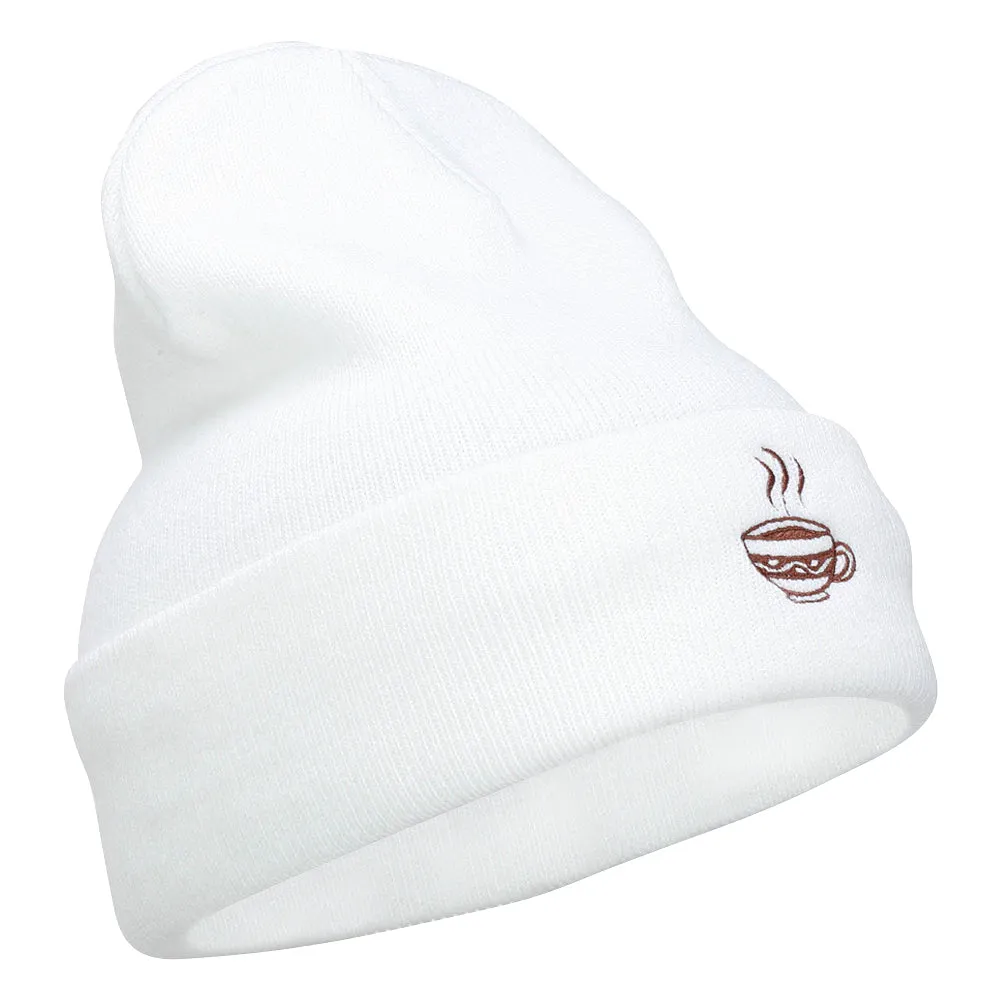 Coffee Cup Embroidered Long Beanie