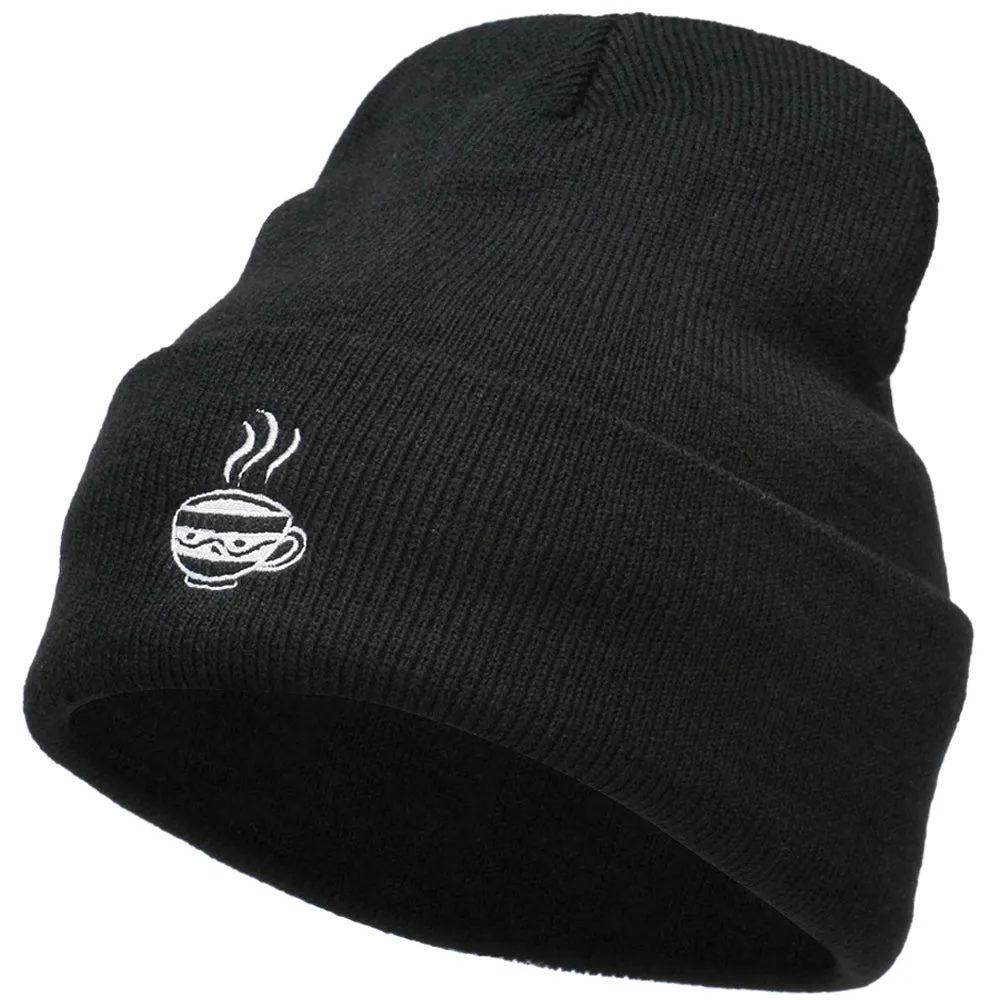 Coffee Cup Embroidered Long Beanie