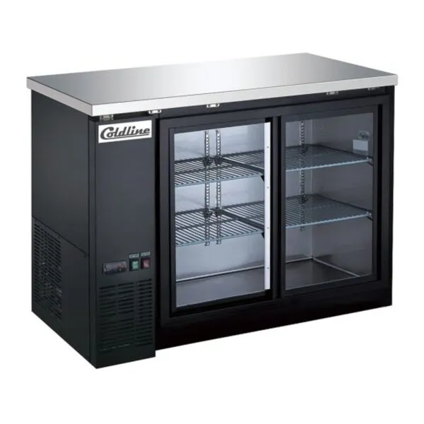 Coldline CBB-48G 48" Swing Glass Door Back Bar Cooler, Black