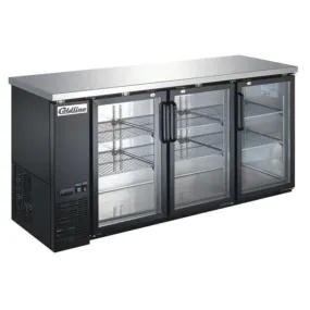 Coldline CBB-72G 72" Swing Glass Door Back Bar Cooler, Black