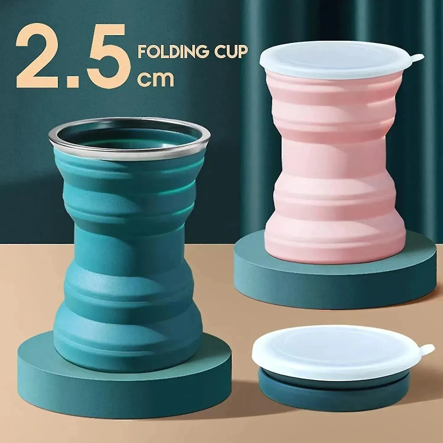 Collapsible Silicone Water Cup with Lid (320 ml)