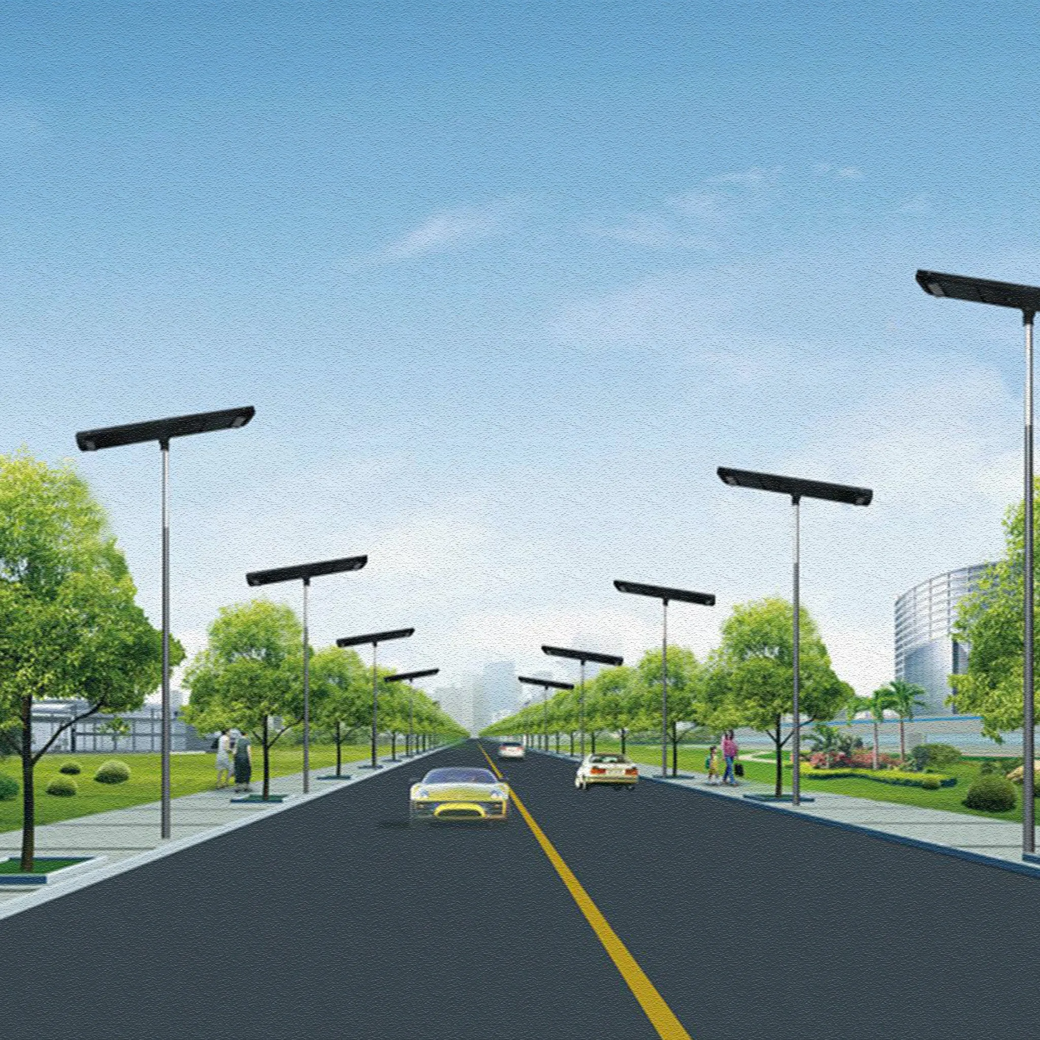 Commercial and Municipal Solar Street Parking Lot Light Fixture, 12000 Lumen, 3 Year Warranty