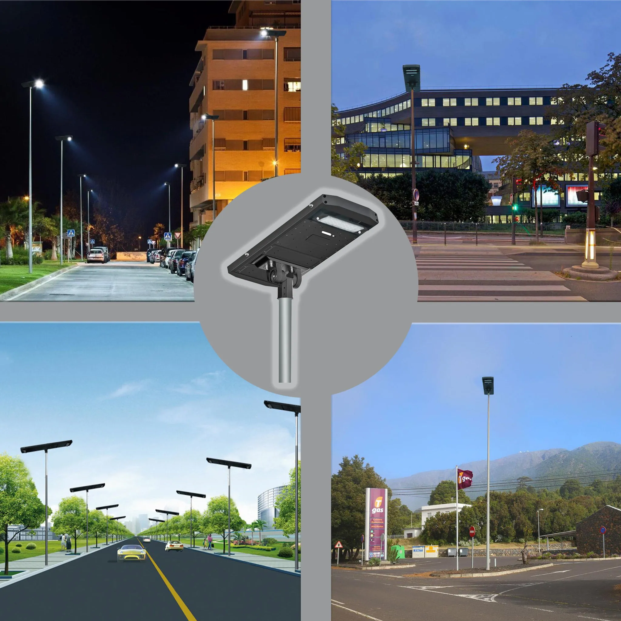 Commercial and Municipal Solar Street Parking Lot Light Fixture, 12000 Lumen, 3 Year Warranty