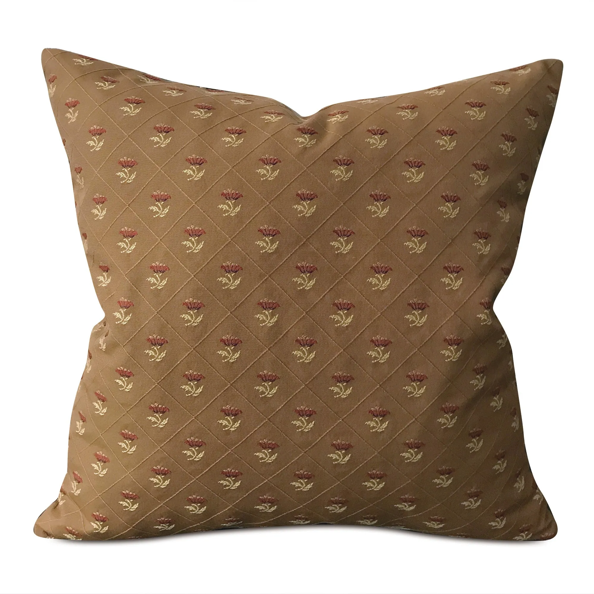 Copper English Trellis Floral Throw Pillow Cover 20x20