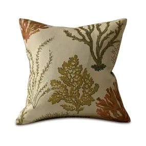 Coral Reef Embroidered Throw Pillow Cover 16x16