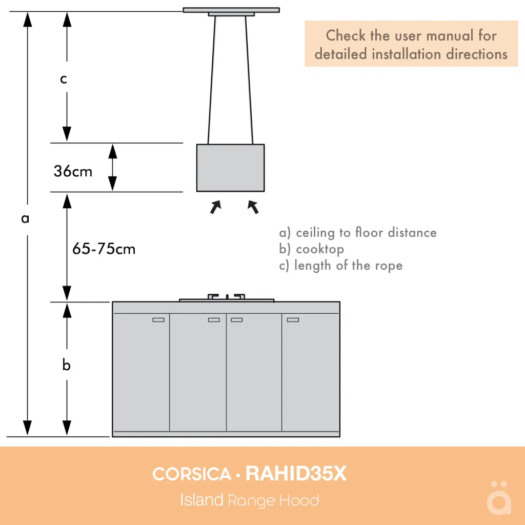 Corsica 35cm Island Rangehood RAHID35X [PRE ORDER]