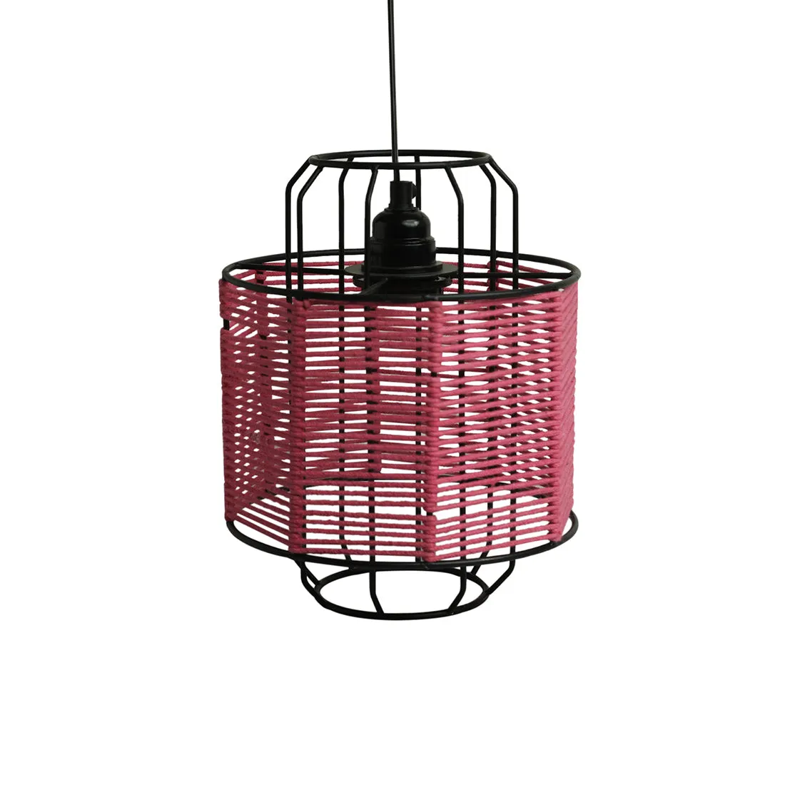 Cotton Weaved' Hanging Pendant Lamp Shade (10.2 Inches, Iron & Cotton Rope, Handwoven)