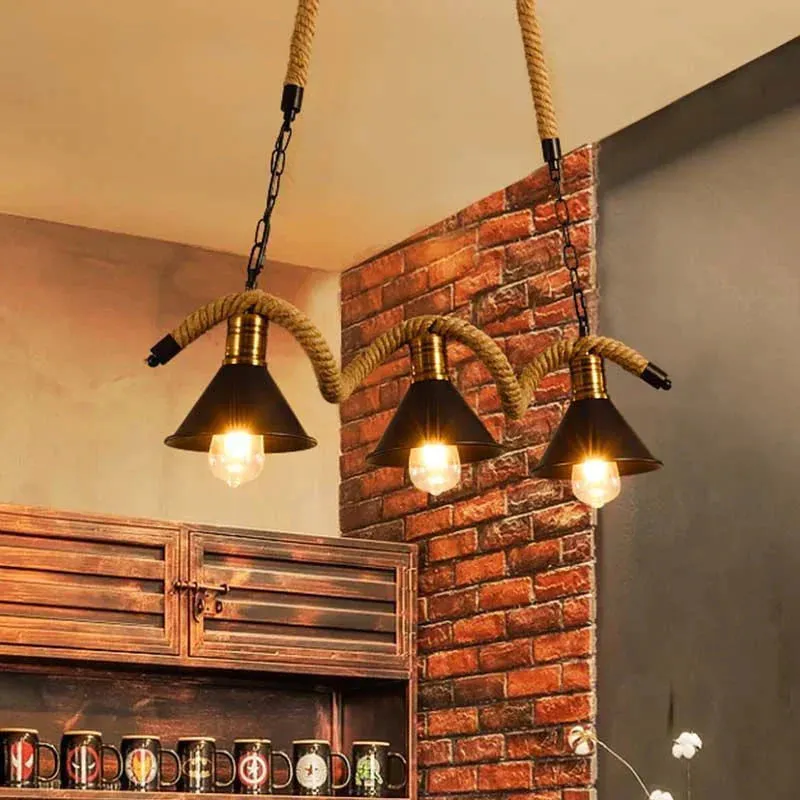 Creative Dining Hall Lamp Bar Personalized Hemp Rope Chandelier Coffee Shop Internet Cafe Lamps