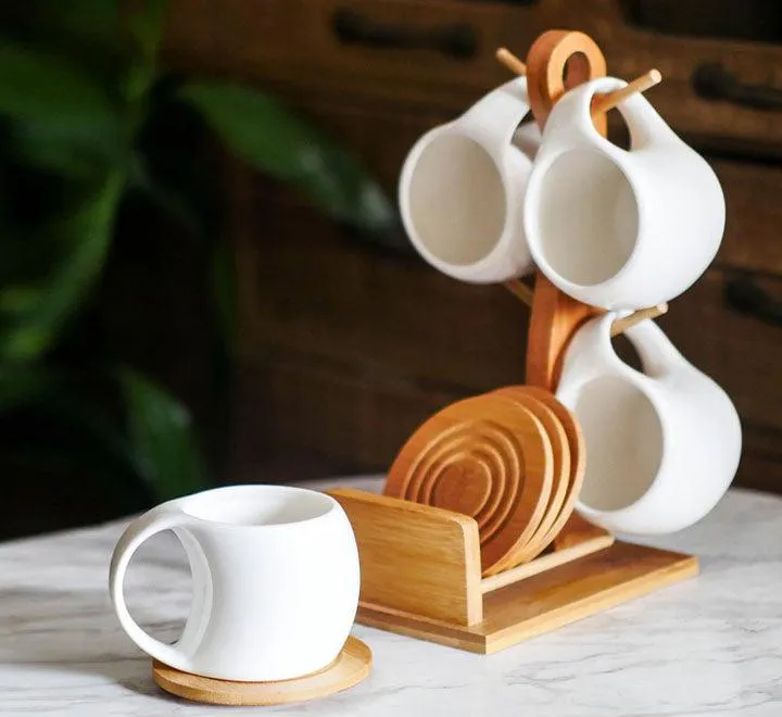 Creative Four-Pieces Ceramic Coffee Cup Set