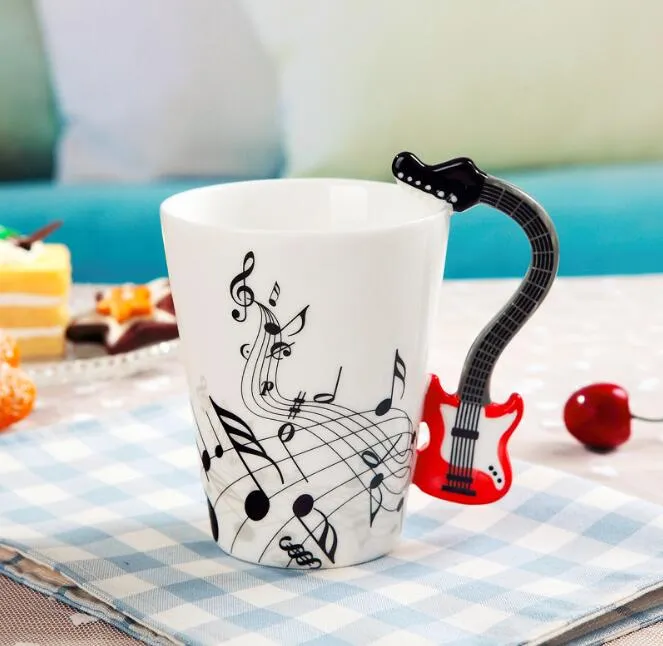 Creative Music Violin Style Guitar Notes Ceramic Cup