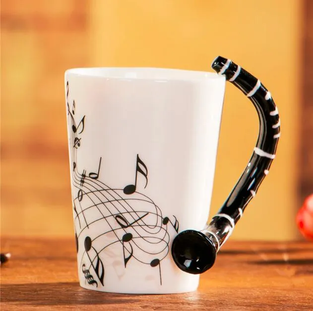 Creative Music Violin Style Guitar Notes Ceramic Cup