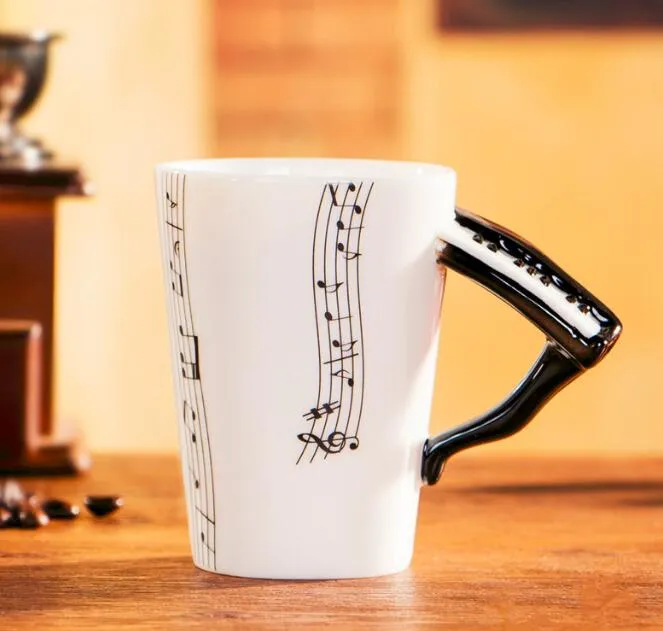 Creative Music Violin Style Guitar Notes Ceramic Cup