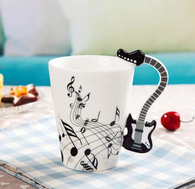 Creative Music Violin Style Guitar Notes Ceramic Cup