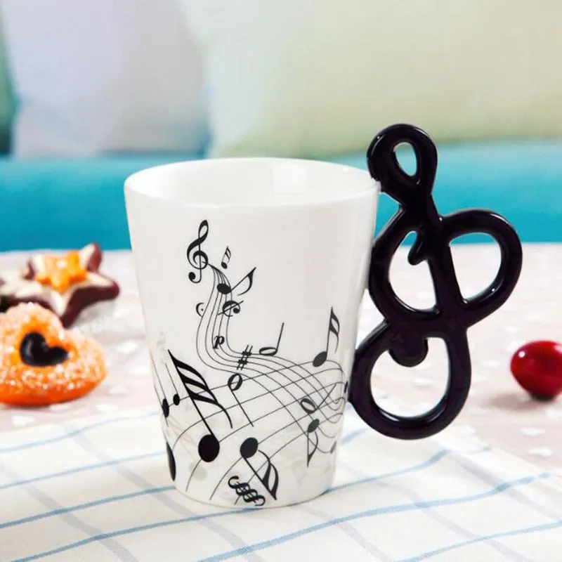 Creative Music Violin Style Guitar Notes Ceramic Cup