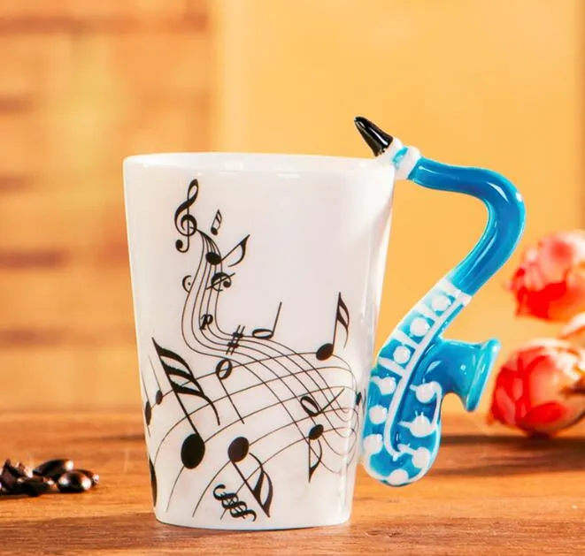 Creative Music Violin Style Guitar Notes Ceramic Cup