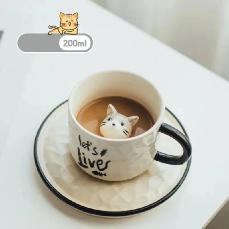 Cute Kitten Ceramic Cat Claw Cup