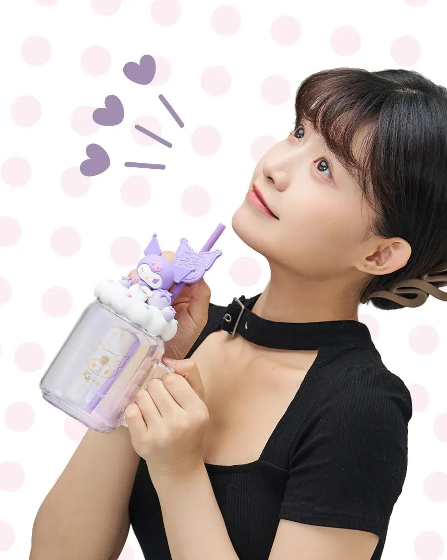 Cute Kuro Melo Cloud Glass Straw Cup