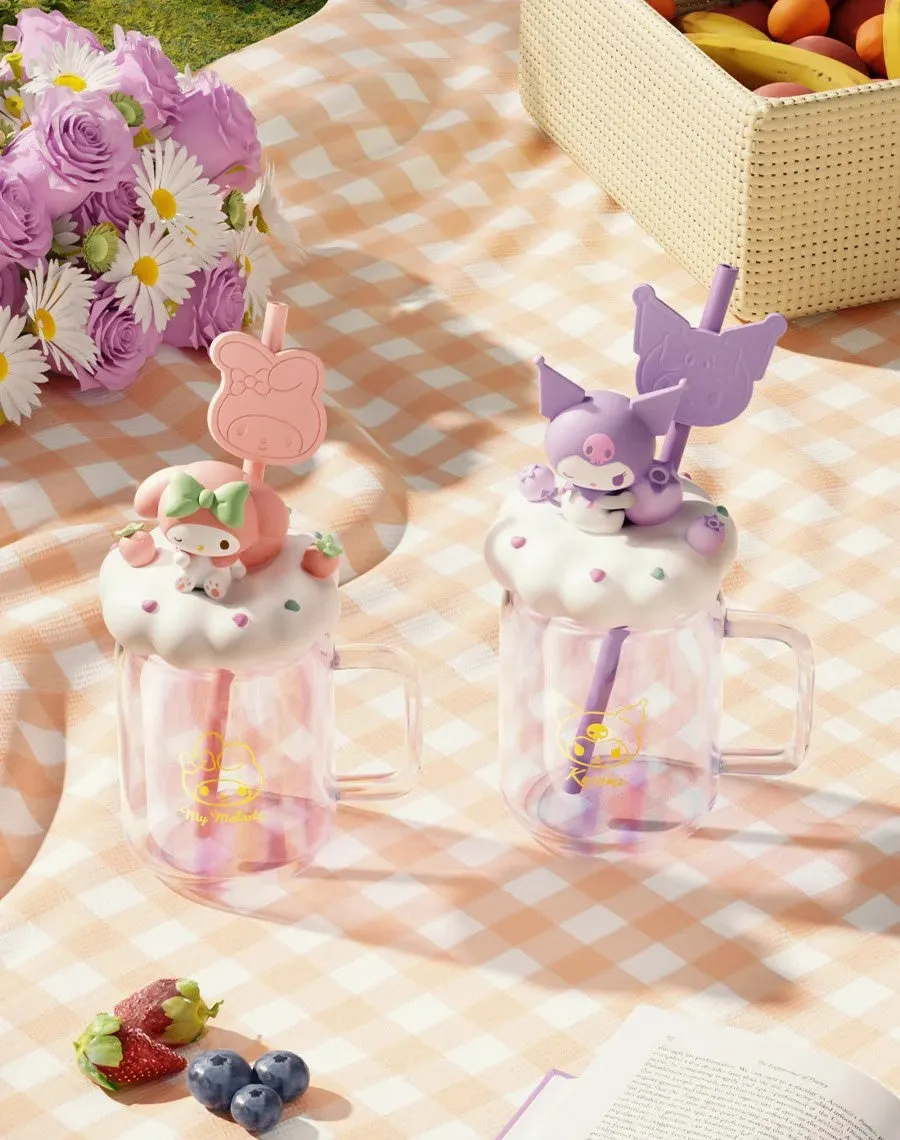 Cute Kuro Melo Cloud Glass Straw Cup