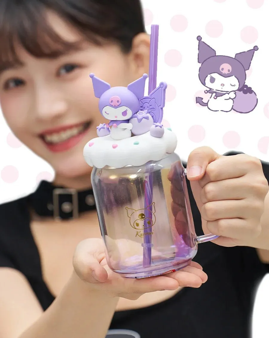 Cute Kuro Melo Cloud Glass Straw Cup