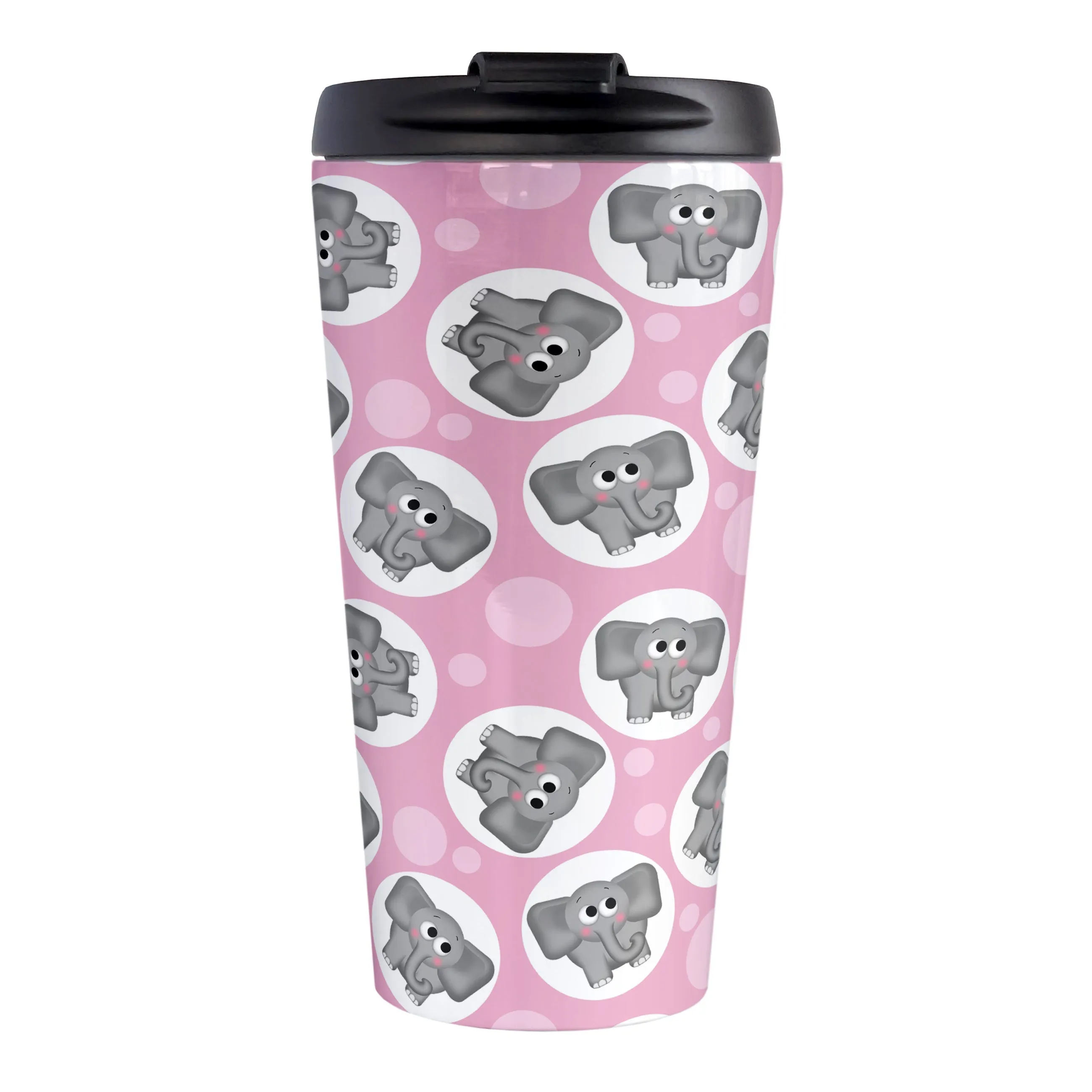 Cute Pink Elephant Pattern Travel Mug