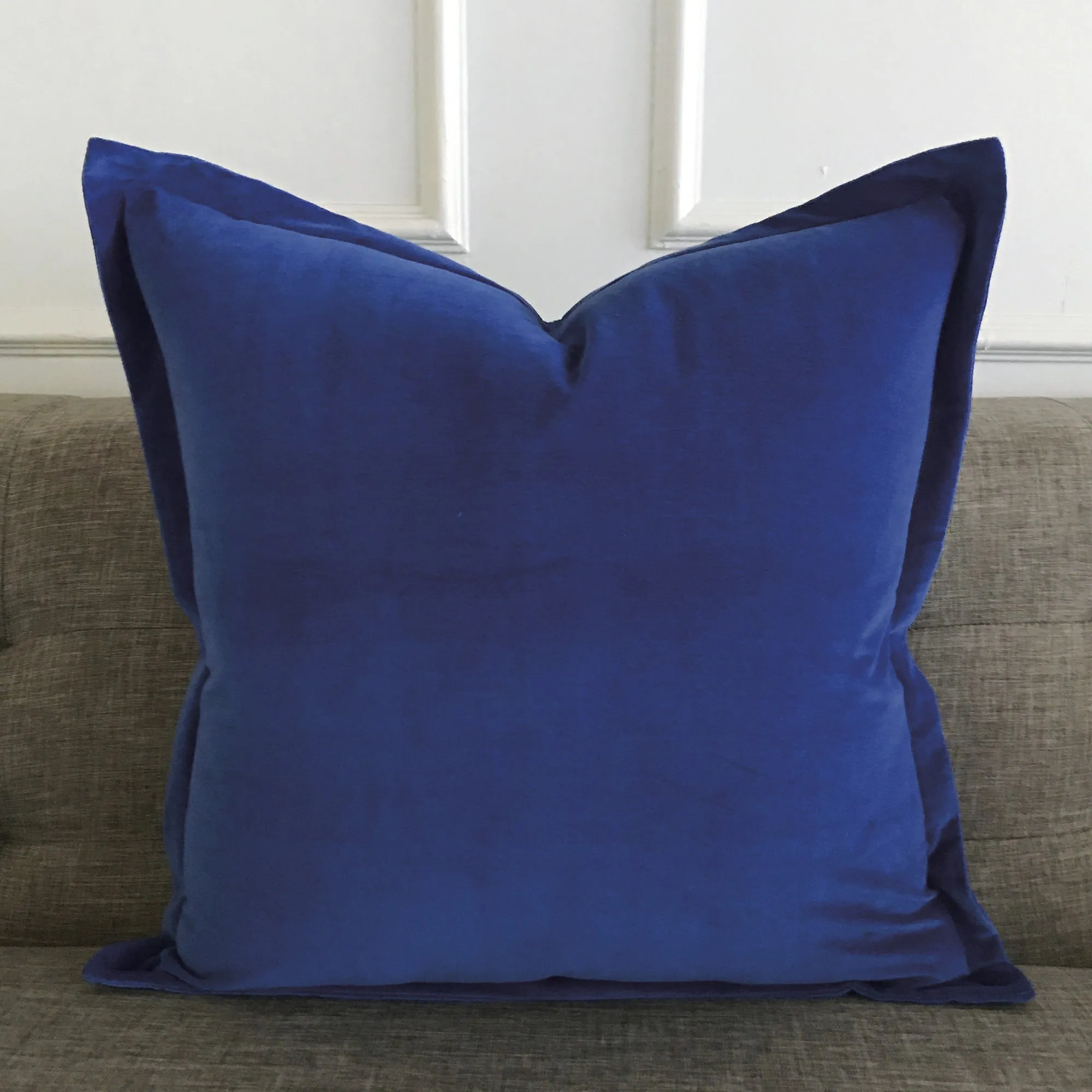 Deep Blue Velvet Throw Pillow Cover 22x22