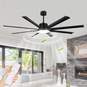 Depuley 72" Large Ceiling Fan with Lights and Remote Control, Farmhouse Black LED Ceiling Fan, Reversible Motor and 8 Blades, 3CCT Selectable Fan Lights for Living Room Porch Patio, 6-Speed, Timer