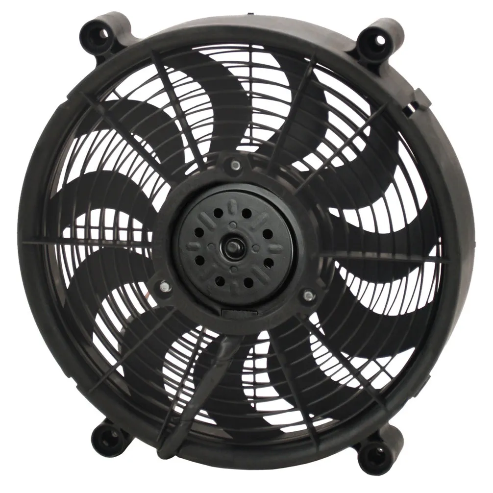 Derale Electric Cooling Fan - Push/Pull - 2100 CFM - 12V - Curve Blade - 14-1/2 x 14-1/2" - 2-5/8" Thick - Plastic