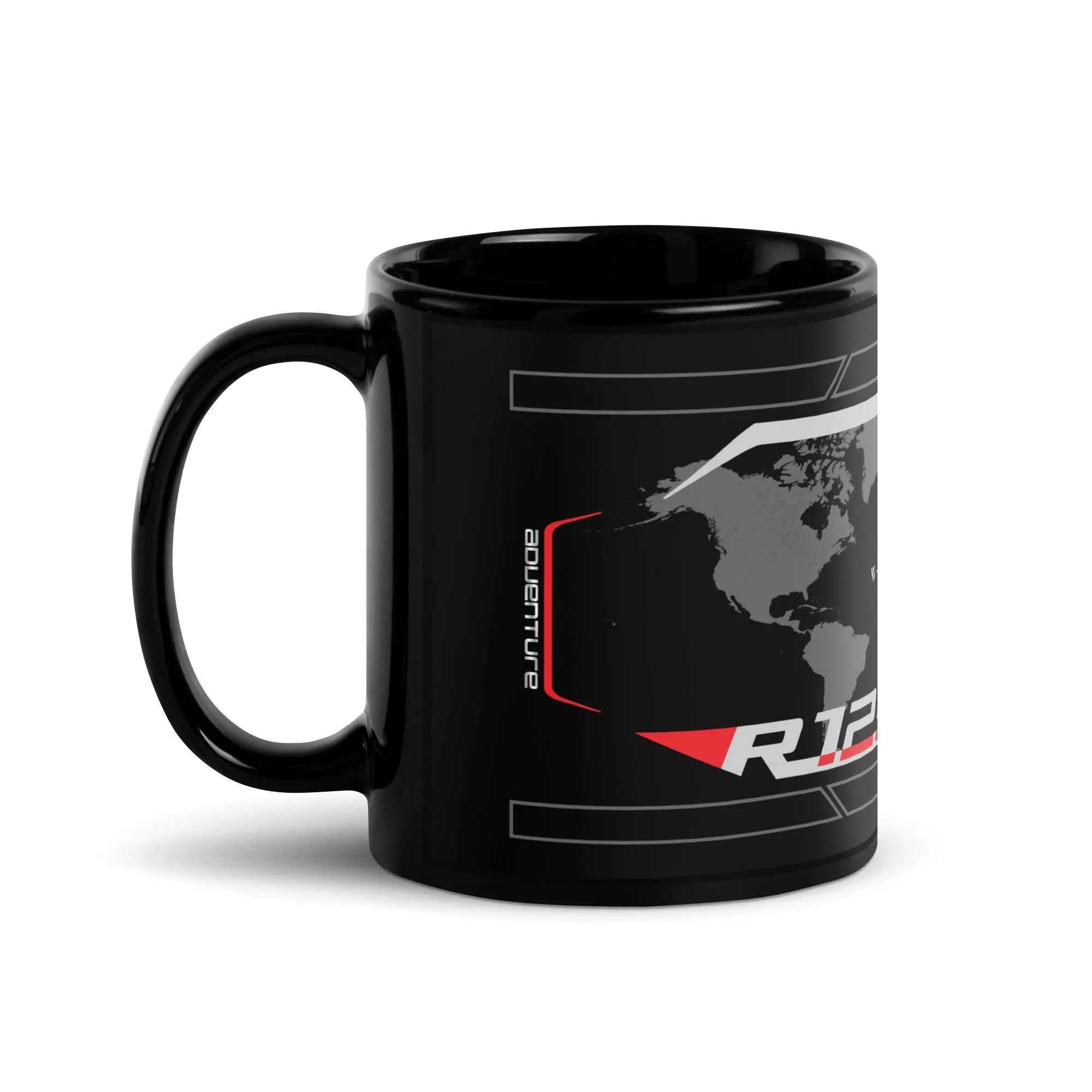 Designed Black Glossy Mug - Cup Inspired BMW R1250GS Ice Gray Motorcycle Model - MM6247