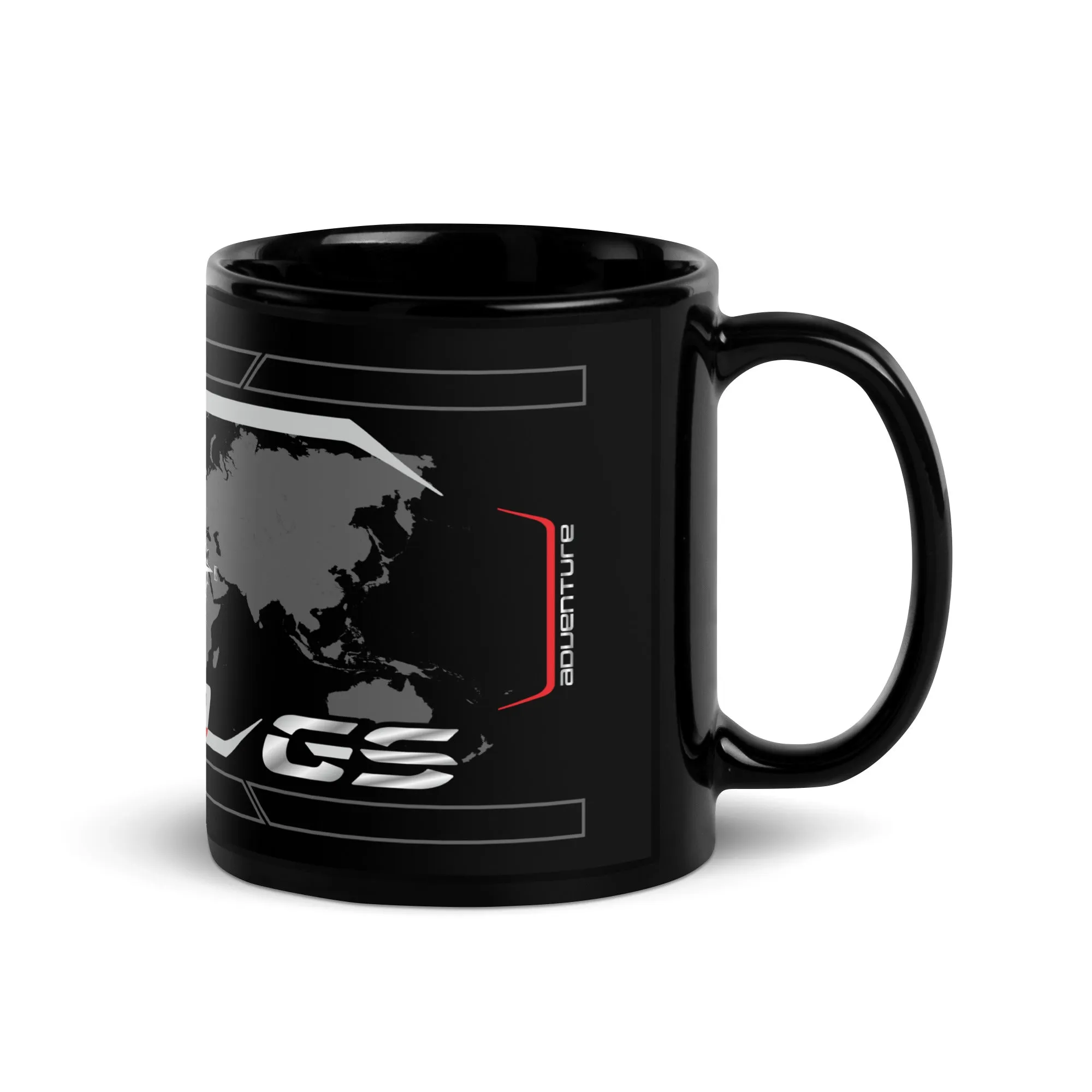 Designed Black Glossy Mug - Cup Inspired BMW R1250GS Ice Gray Motorcycle Model - MM6247