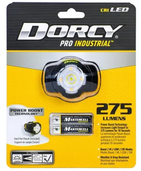 Dorcy Pro 41-2020 Headlamp, AAA Battery, Alkaline Battery, 275 Lumens, 57 m Beam Distance, 7 hr Run Time, Black :CD: QUANTITY: 1