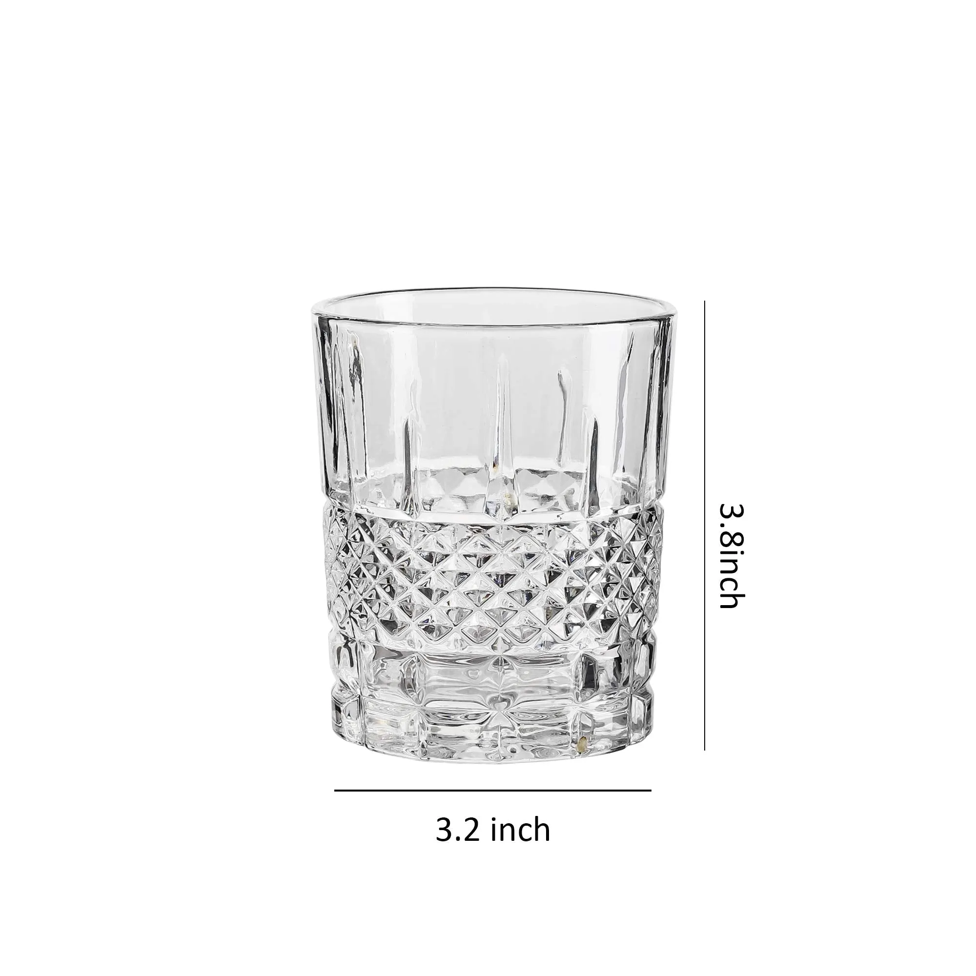 Double Old-Fashioned Drinking Glasses - Whisky Glasses - Tumblers Set of 6 (9OZ