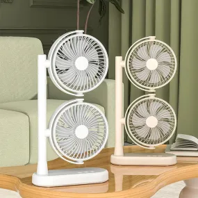 Dual Head Fan with Adjustable Air Speed and Direction USB Powered