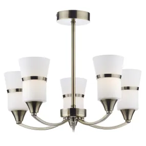 Dublin 5 Light Semi Flush Antique Brass