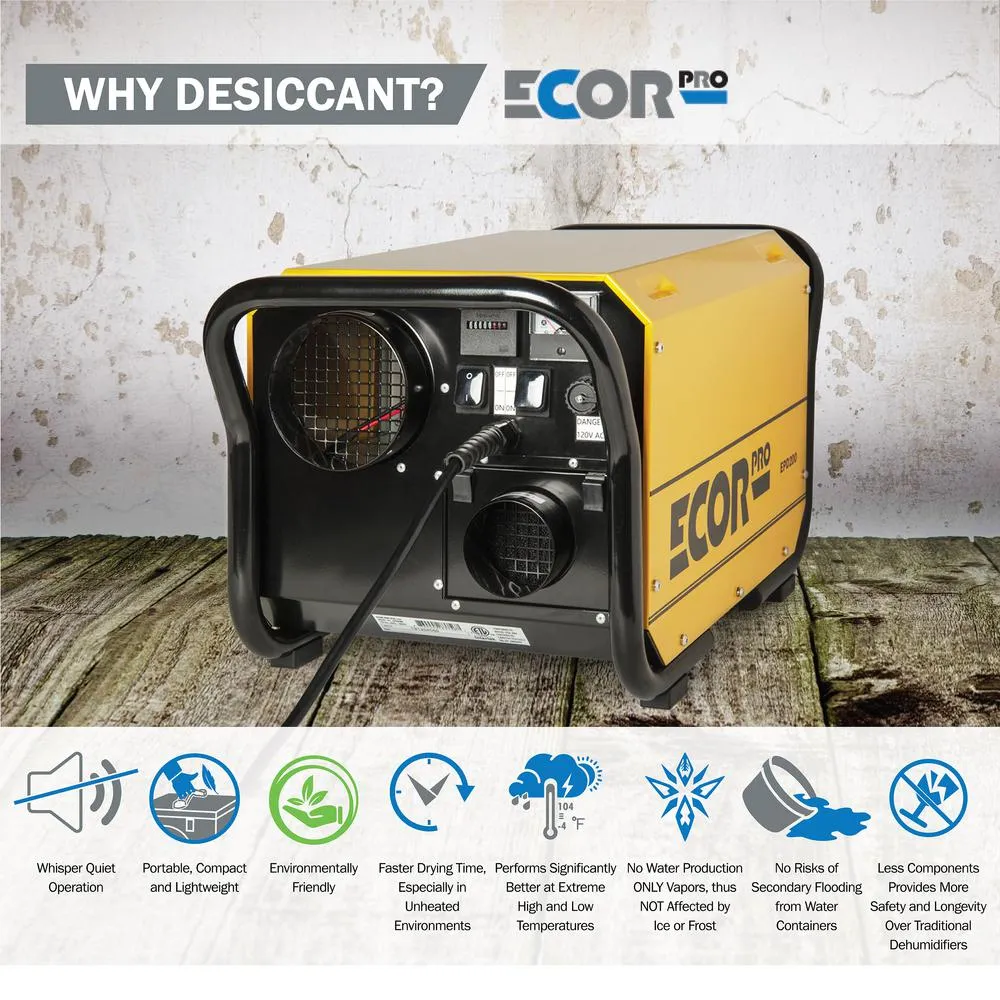 Ecor Pro EPD200 DryFan 200 Pint Desiccant Dehumidifier