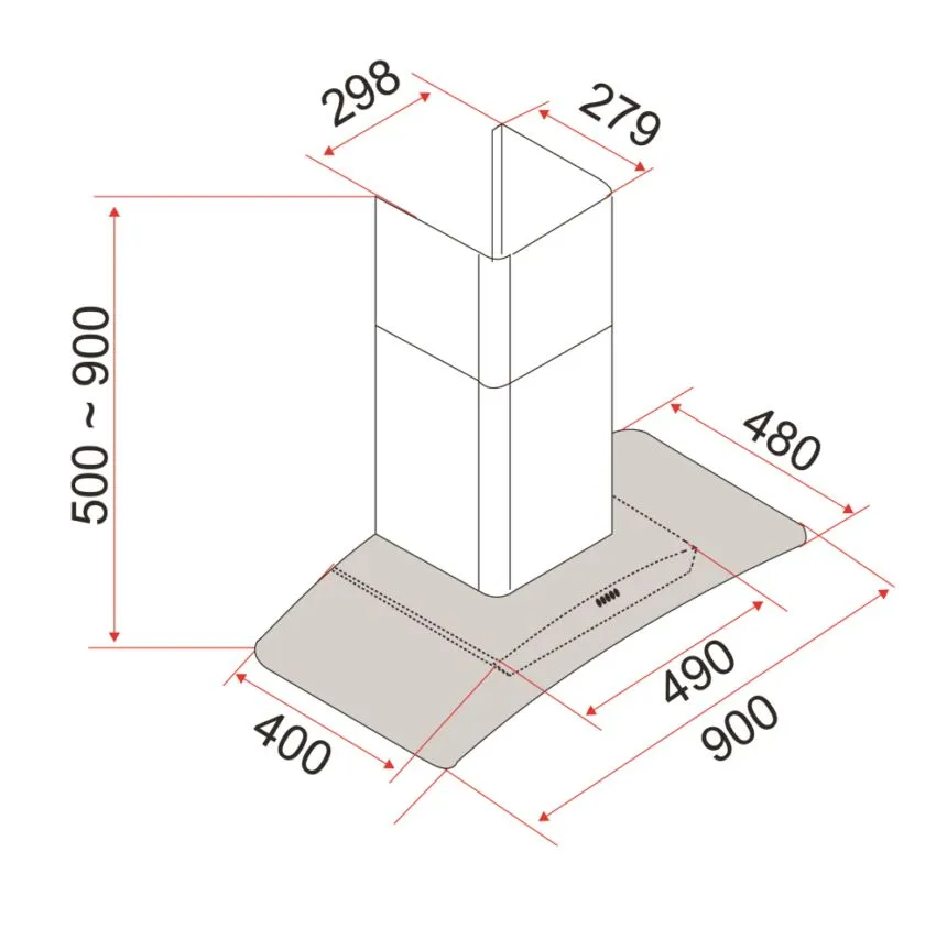 EF 90 CM Chimney Cooker Hood CK-Vetro Plus