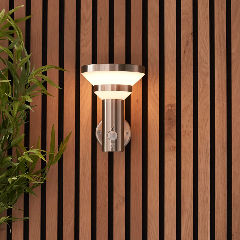 Endon Halton LED Solar Wall Light in Stainless Steel IP44