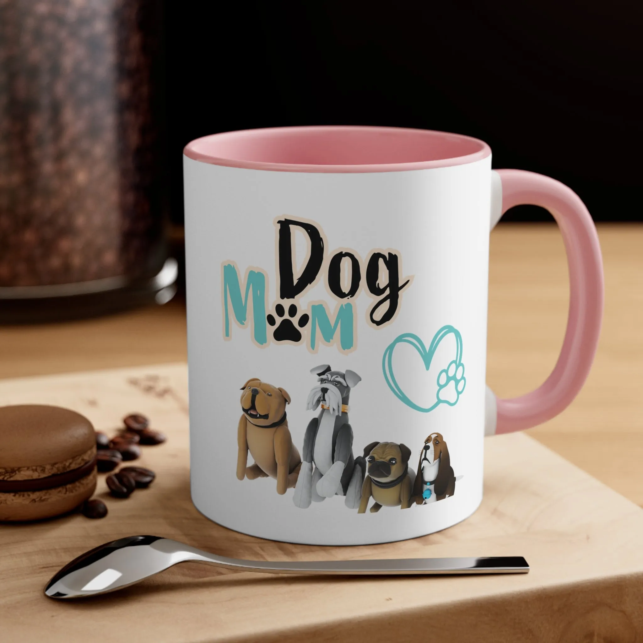 Fantastic Dog Mom with Cute Dogs on Multi-Color Coffee Mug for Dog Owners