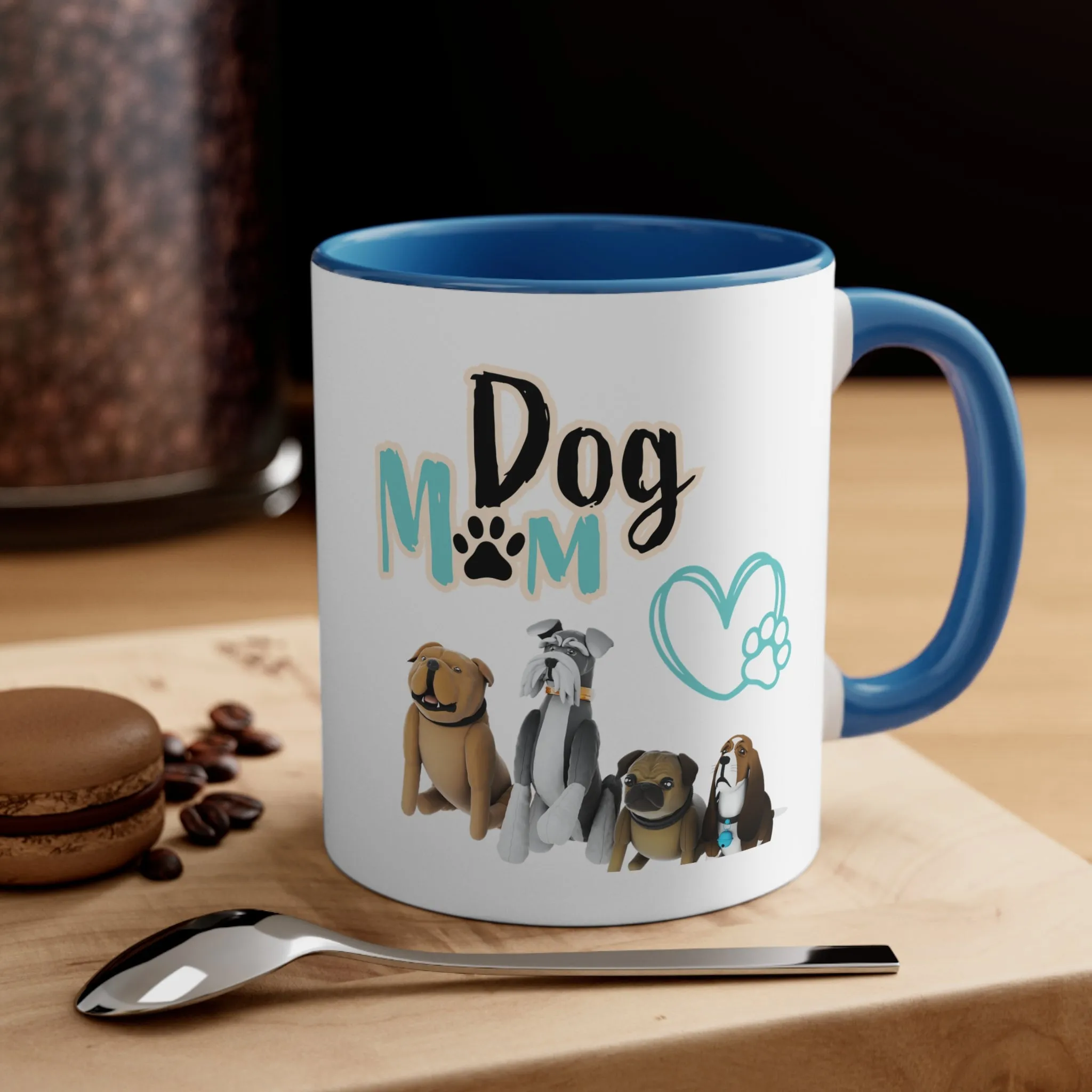 Fantastic Dog Mom with Cute Dogs on Multi-Color Coffee Mug for Dog Owners