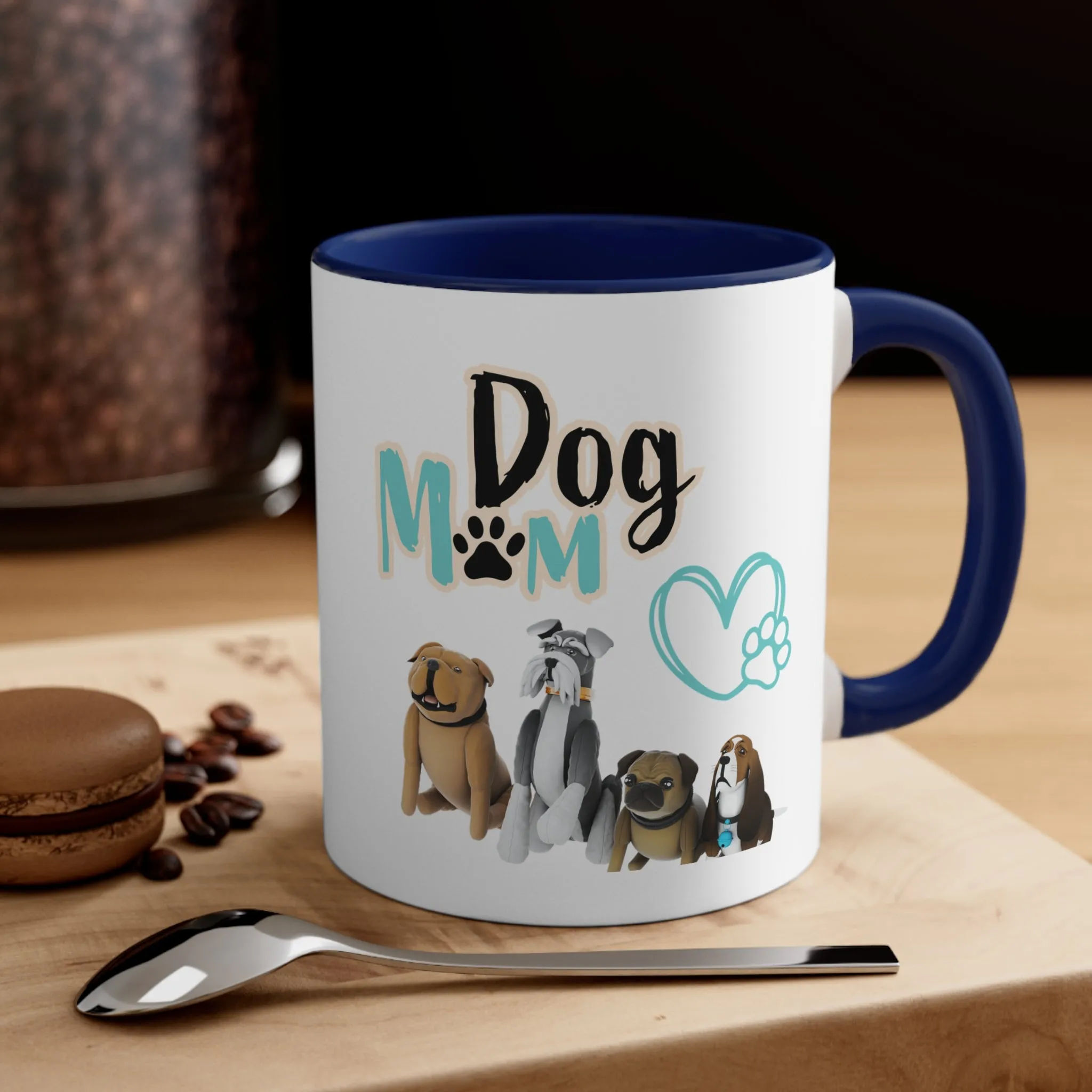 Fantastic Dog Mom with Cute Dogs on Multi-Color Coffee Mug for Dog Owners