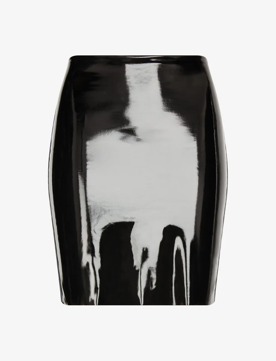 Faux Patent Leather Mini Skirt